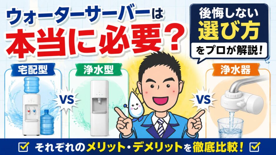 ウォーターサーバーは本当に必要？後悔しない選び方を水処理のプロが解説【宅配型・浄水型・浄水器の違い】