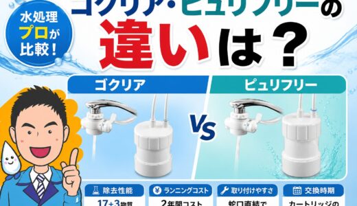 ゴクリア・ピュリフリーの違いは？キッツ卓上浄水器を水処理プロが比較