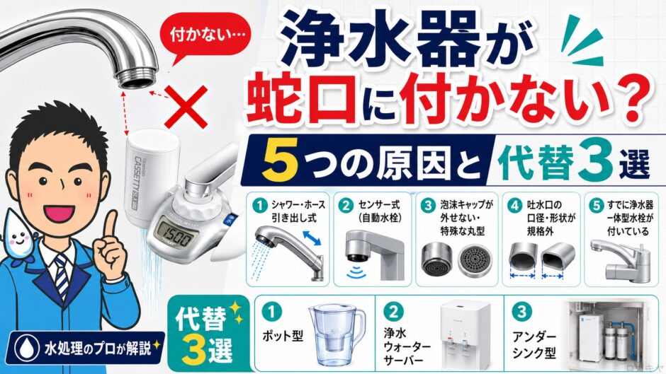 浄水器が蛇口に付かない5つの原因と代替3選【プロ解説】