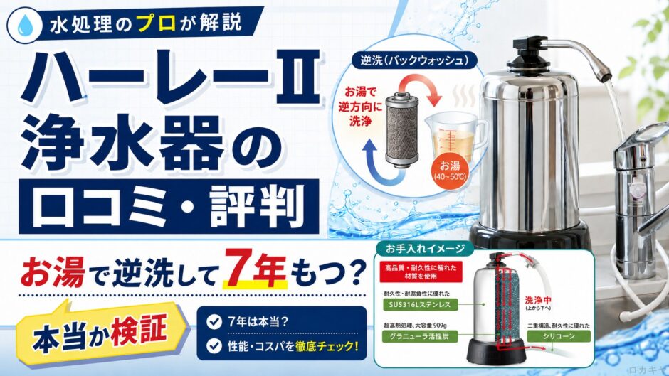 ハーレーII浄水器の口コミ・評判｜お湯で洗って7年は本当か