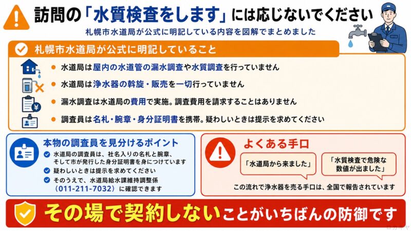 訪問での「水質検査をします」には応じないでください