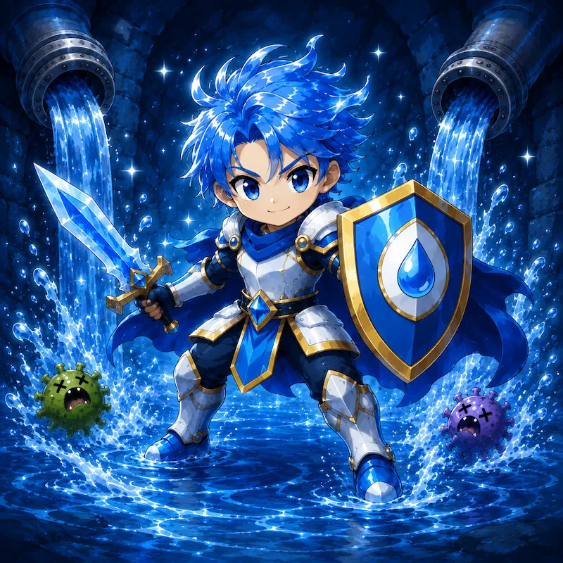 遊離残留塩素（カルキ）のキャラクターイラスト