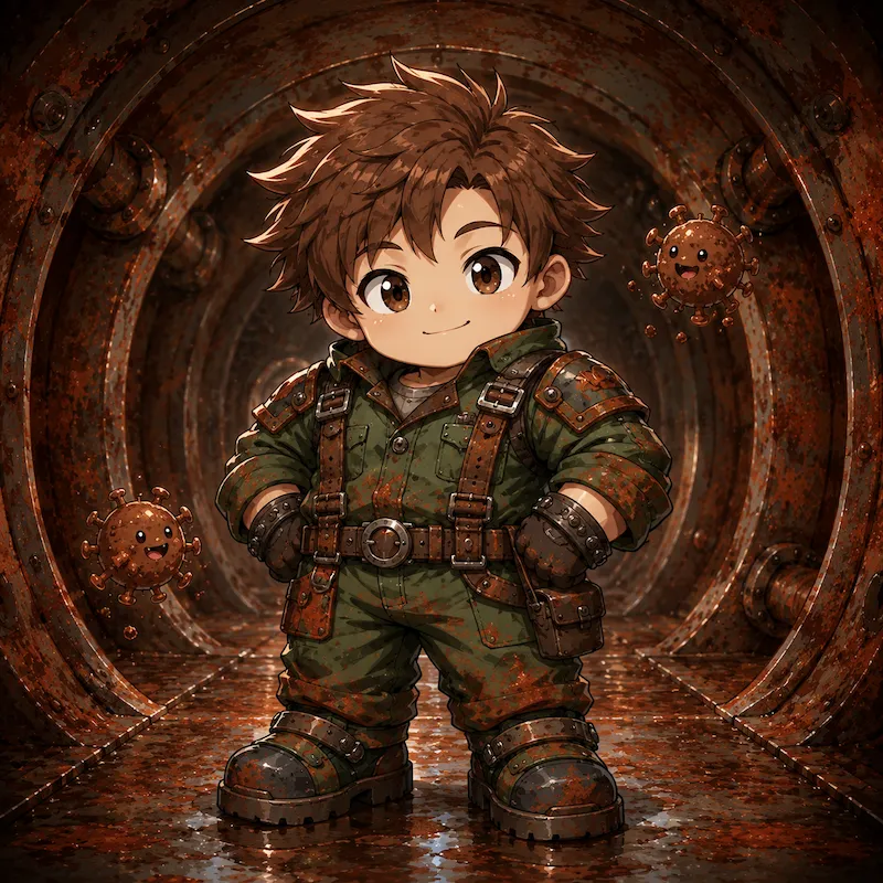 鉄（微粒子状）のキャラクターイラスト